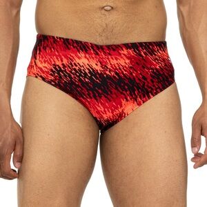 TYR Red Black Pixel-Print Men's Swim Briefs